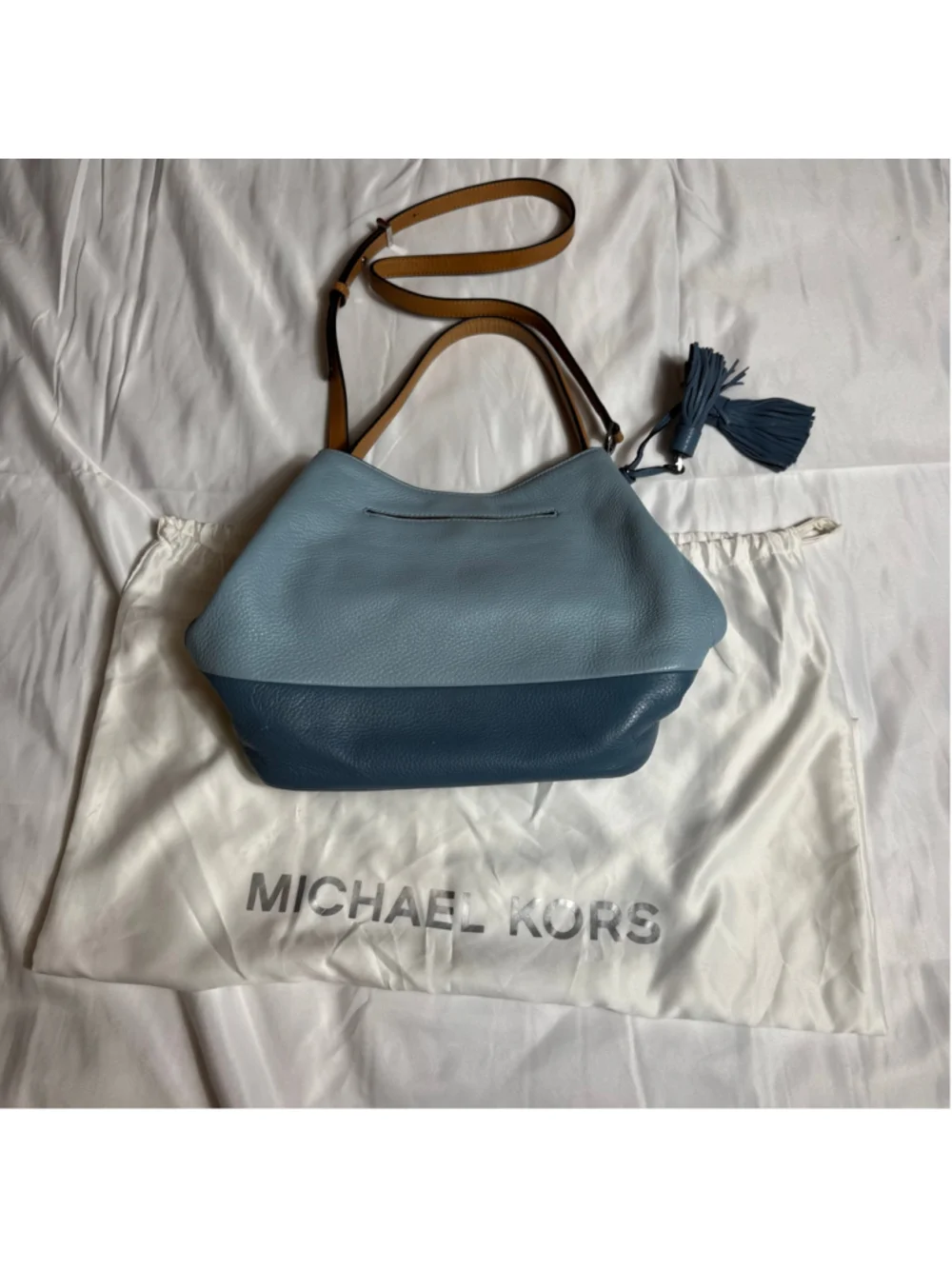 Women's Michael Kors Hobo Bag Two Tone Blue Pebble Leather